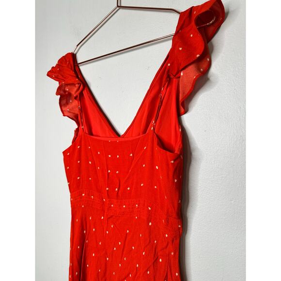 JASON WU x RTR Red Polka Dot Flutter Sleeves Retro Style Midi Dress Size 2 - Picture 8 of 15